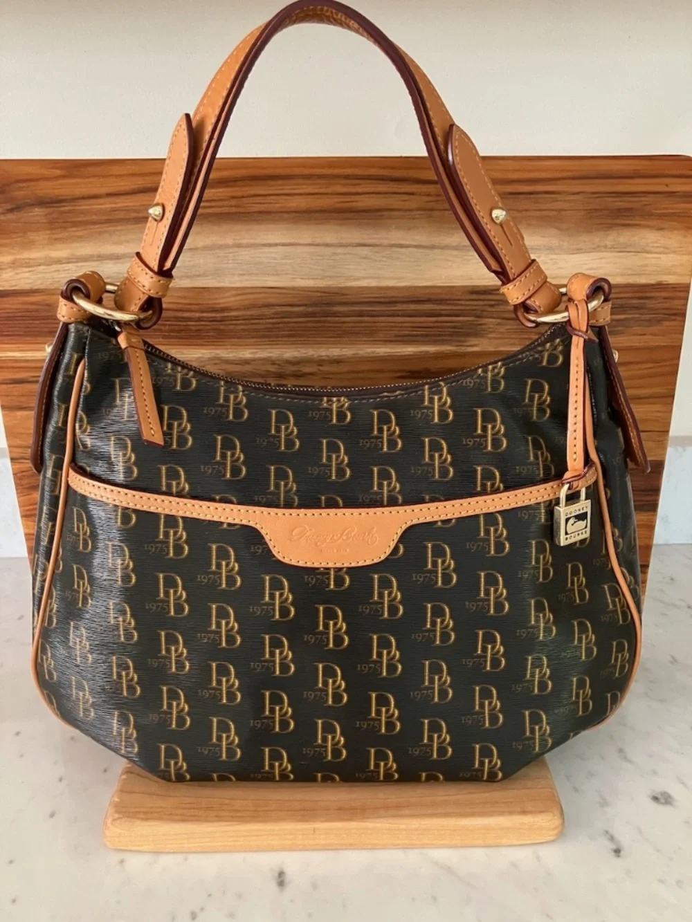 Dooney & Bourke East/West Collins Hobo | Signature DB Canvas | Brown/Tan